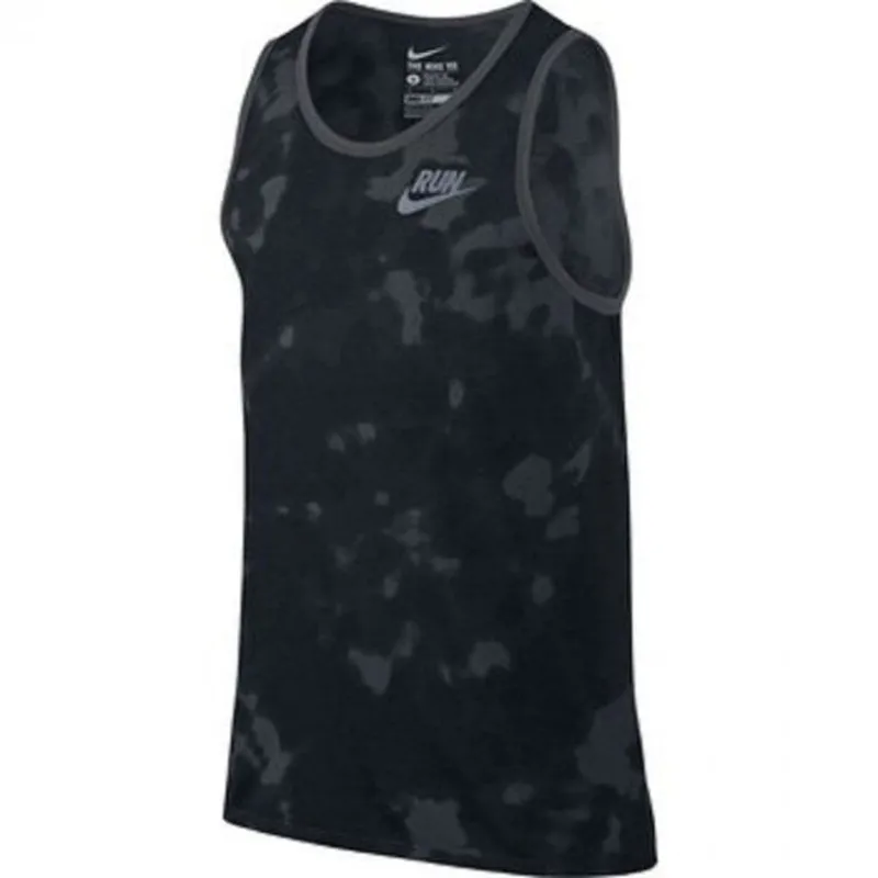 Nike Men's Run Printed Tie Dye Tank Black